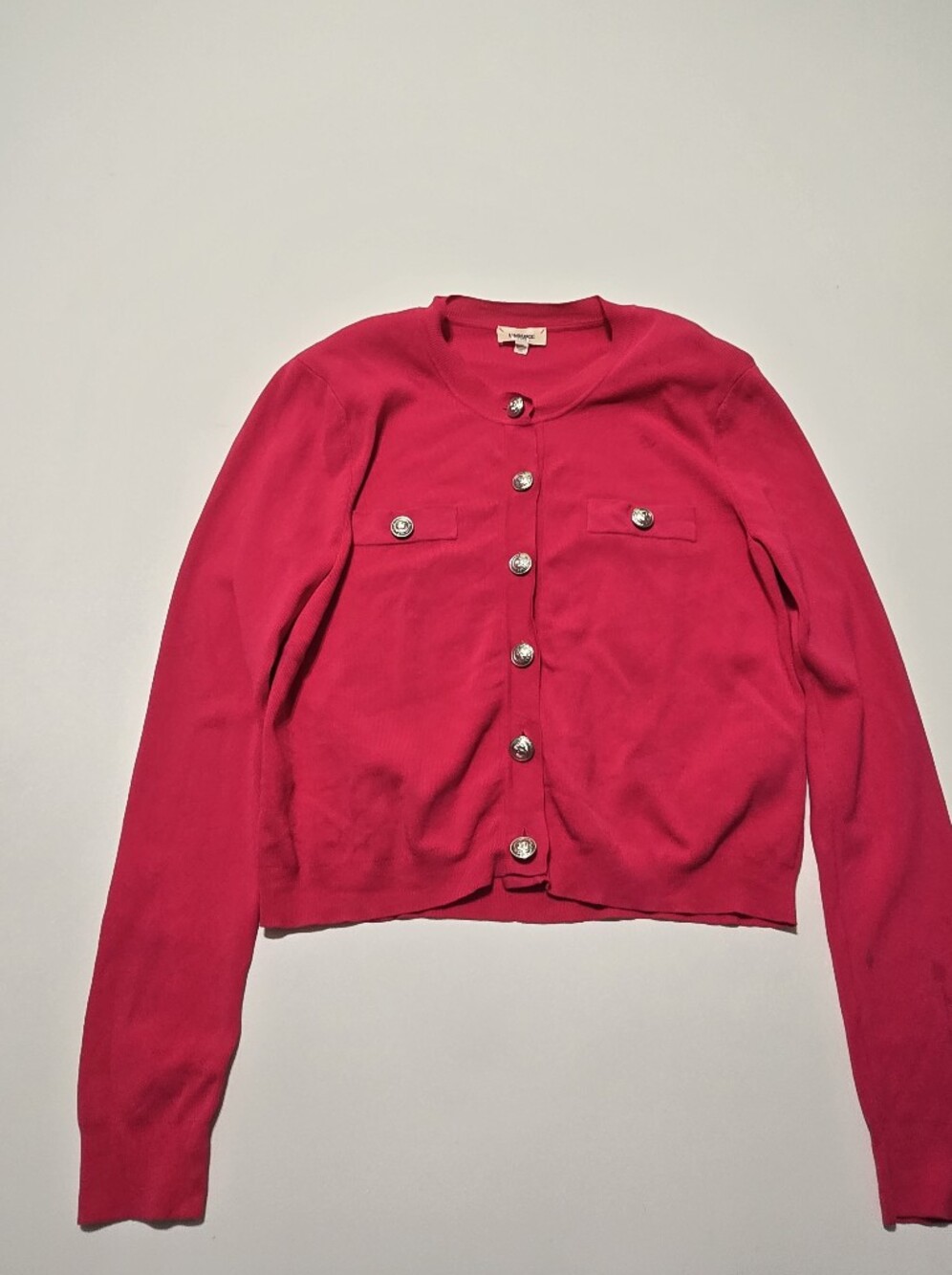 L'agence Toulouse Cropped Cardigan Top Crew Neck Long Sleeves Size L - Picture 2 of 13
